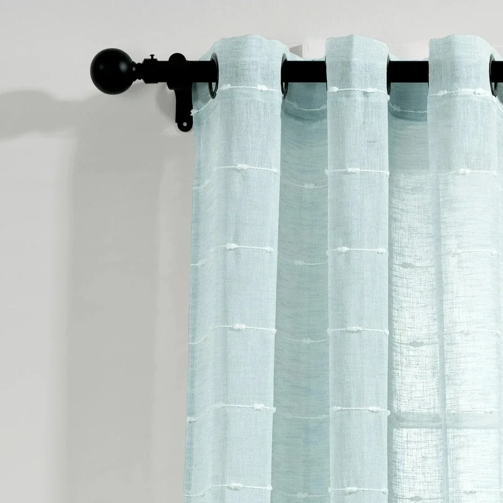 Lush Decor Store Farmhouse‎ Sheer Window Curtain Panels Blue 38X84 Set